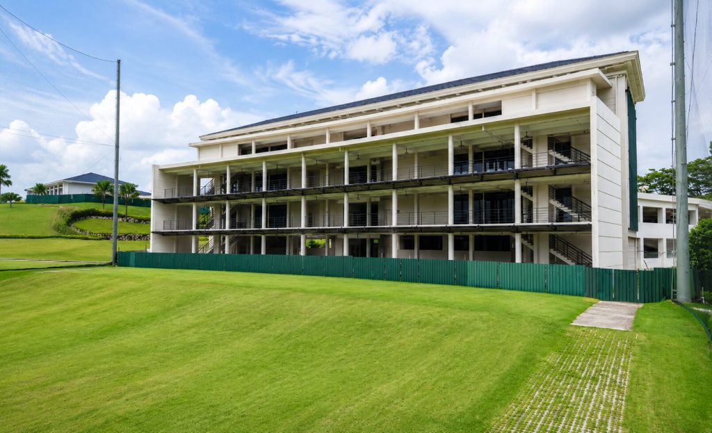 Three-storey driving range building
